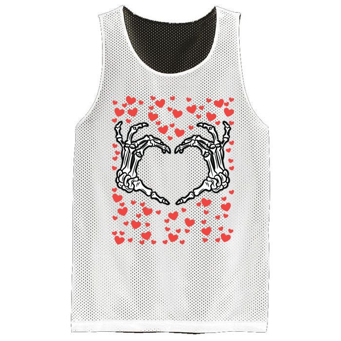 Skeleton Hand Heart Valentines Day Funny Bones Love Mesh Reversible Basketball Jersey Tank