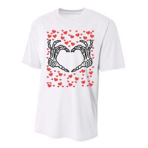 Skeleton Hand Heart Valentines Day Funny Bones Love Performance Sprint T-Shirt