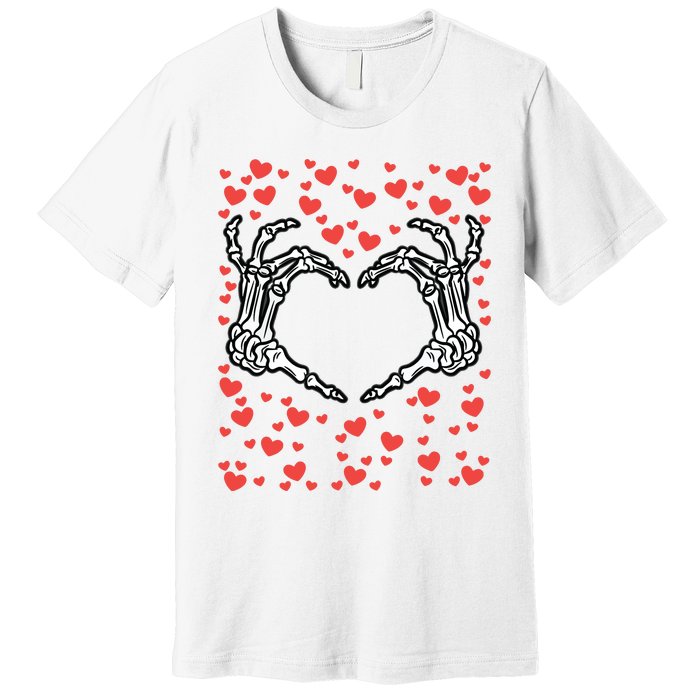 Skeleton Hand Heart Valentines Day Funny Bones Love Premium T-Shirt