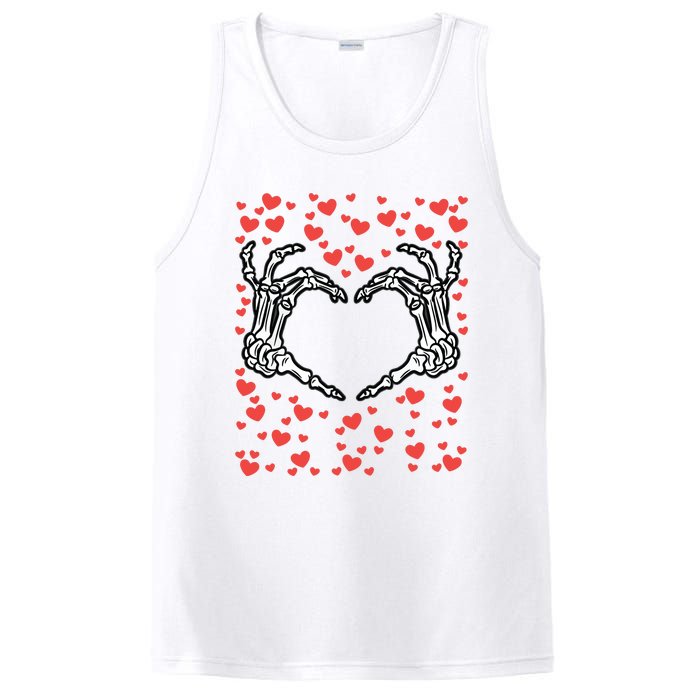 Skeleton Hand Heart Valentines Day Funny Bones Love PosiCharge Competitor Tank