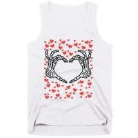 Skeleton Hand Heart Valentines Day Funny Bones Love Tank Top