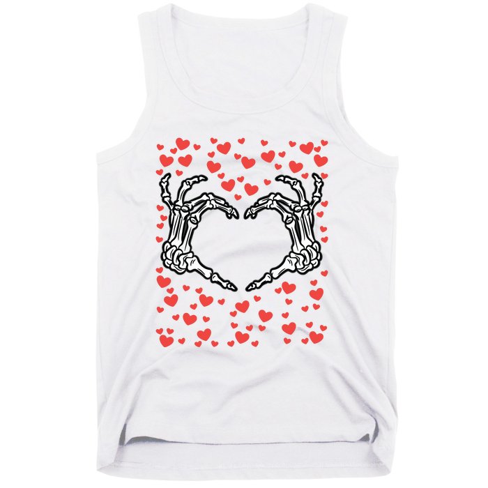 Skeleton Hand Heart Valentines Day Funny Bones Love Tank Top