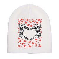 Skeleton Hand Heart Valentines Day Funny Bones Love Short Acrylic Beanie