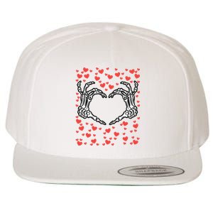 Skeleton Hand Heart Valentines Day Funny Bones Love Wool Snapback Cap