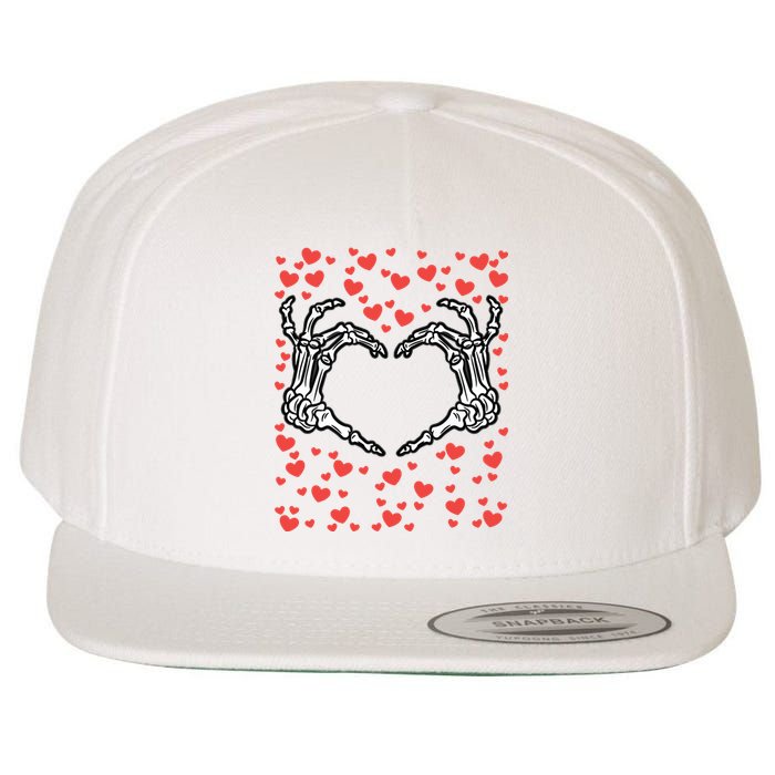 Skeleton Hand Heart Valentines Day Funny Bones Love Wool Snapback Cap