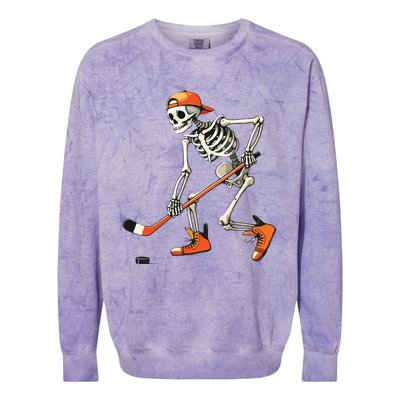 Skeleton Hockey Halloween Costume Sport Colorblast Crewneck Sweatshirt