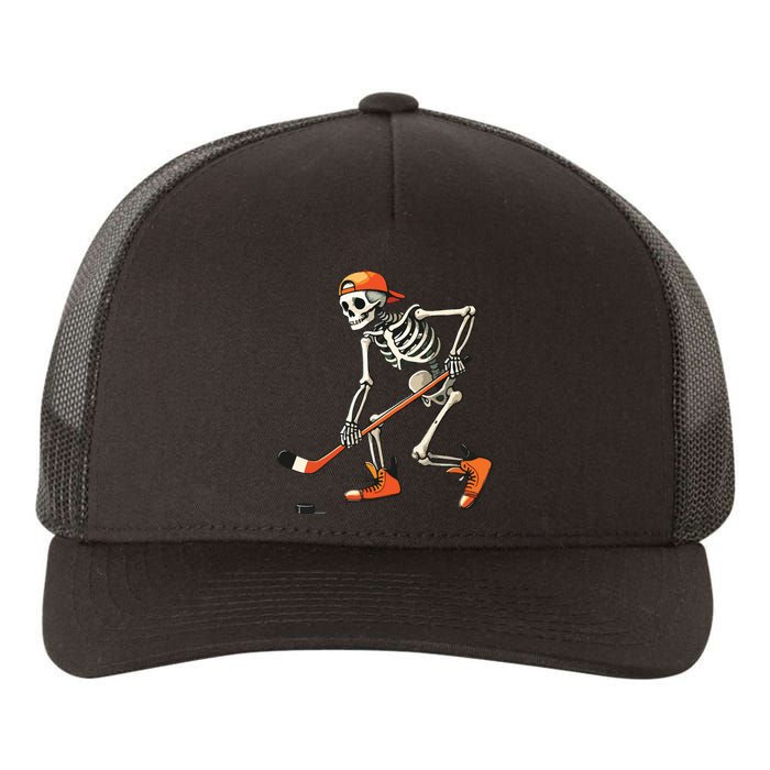 Skeleton Hockey Halloween Costume Sport Yupoong Adult 5-Panel Trucker Hat