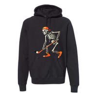 Skeleton Hockey Halloween Costume Sport Premium Hoodie