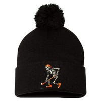 Skeleton Hockey Halloween Costume Sport Pom Pom 12in Knit Beanie