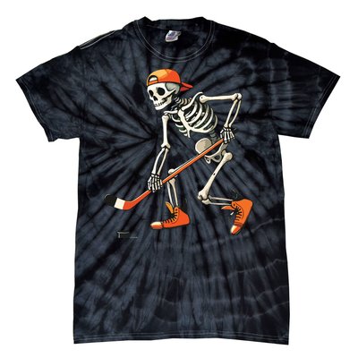 Skeleton Hockey Halloween Costume Sport Tie-Dye T-Shirt