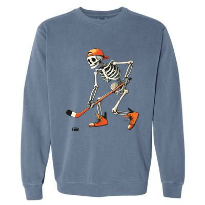 Skeleton Hockey Halloween Costume Sport Garment-Dyed Sweatshirt