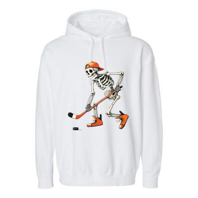 Skeleton Hockey Halloween Costume Sport Garment-Dyed Fleece Hoodie