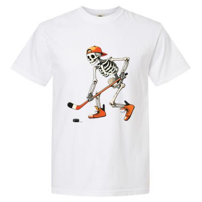 Skeleton Hockey Halloween Costume Sport Garment-Dyed Heavyweight T-Shirt