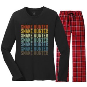 Snake Hunter Hunting Reptile Women's Long Sleeve Flannel Pajama Set 