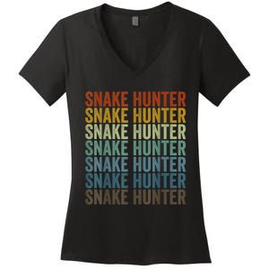 Snake Hunter Hunting Reptile Women's V-Neck T-Shirt