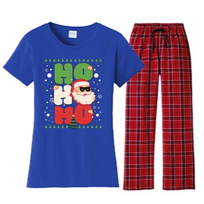 Santa HO HO HO Christmas Funny Santa  Women's Flannel Pajama Set