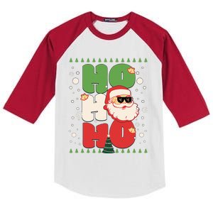 Santa HO HO HO Christmas Funny Santa  Kids Colorblock Raglan Jersey