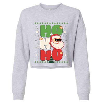 Santa HO HO HO Christmas Funny Santa  Cropped Pullover Crew