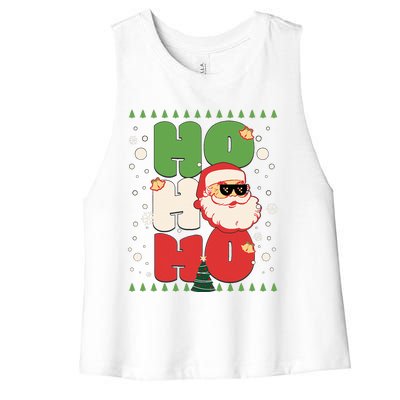 Santa HO HO HO Christmas Funny Santa  Women's Racerback Cropped Tank