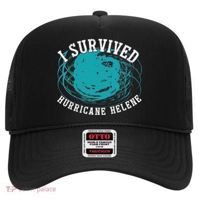 Survived Hurricane Helene 2024 Florida High Crown Mesh Back Trucker Hat