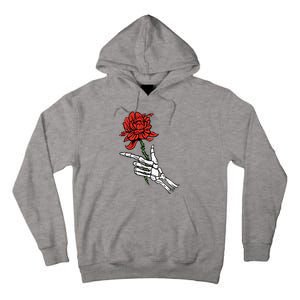 Skeleton Hand Holding A Red Rose Tall Hoodie