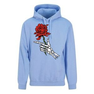 Skeleton Hand Holding A Red Rose Unisex Surf Hoodie