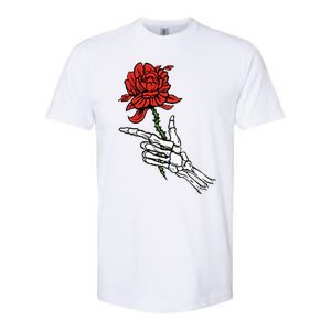 Skeleton Hand Holding A Red Rose Softstyle CVC T-Shirt