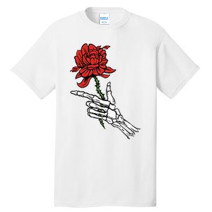 Skeleton Hand Holding A Red Rose Tall T-Shirt