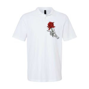 Skeleton Hand Holding A Red Rose Softstyle Adult Sport Polo