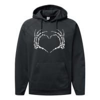 Skeleton Hands Heart Sign Retro Halloween Performance Fleece Hoodie