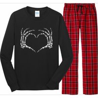 Skeleton Hands Heart Sign Retro Halloween Long Sleeve Pajama Set