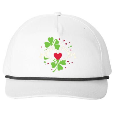 Skeleton Hand Heart Shamrock St Patricks Day Saint Paddys Snapback Five-Panel Rope Hat