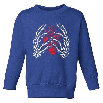 Skeleton Hands Holding Heart Halloween Costume Toddler Sweatshirt