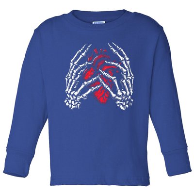 Skeleton Hands Holding Heart Halloween Costume Toddler Long Sleeve Shirt