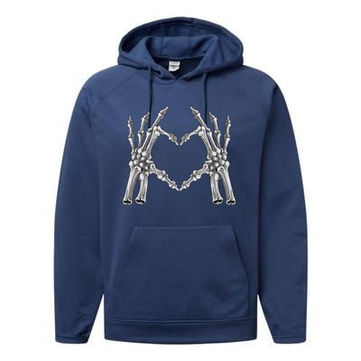 Skeleton Hand Heart Sign Bones Halloween Costume Gift Performance Fleece Hoodie