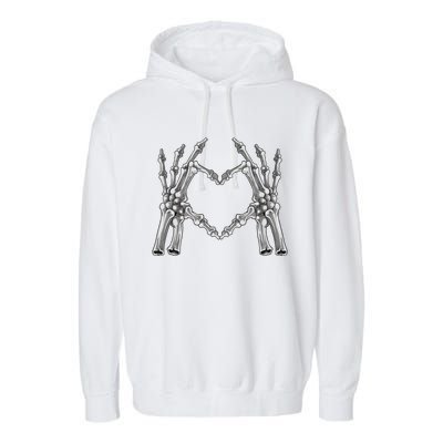 Skeleton Hand Heart Sign Bones Halloween Costume Gift Garment-Dyed Fleece Hoodie