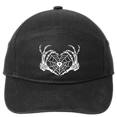 Skeleton Hand Heart Spiderweb Halloween Cobweb Party Costume Gift 7-Panel Snapback Hat