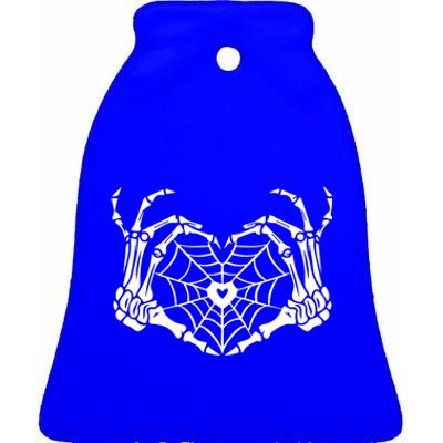 Skeleton Hand Heart Spiderweb Halloween Cobweb Party Costume Gift Ceramic Bell Ornament