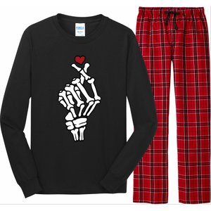 Skeleton Hand Heart Lovers Saranghae Korean Heart Pocket Cool Gift Long Sleeve Pajama Set