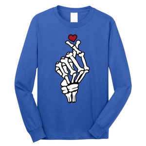 Skeleton Hand Heart Lovers Saranghae Korean Heart Pocket Cool Gift Long Sleeve Shirt