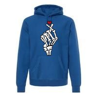 Skeleton Hand Heart Lovers Saranghae Korean Heart Pocket Cool Gift Premium Hoodie