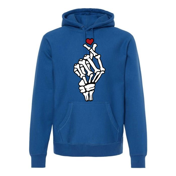 Skeleton Hand Heart Lovers Saranghae Korean Heart Pocket Cool Gift Premium Hoodie