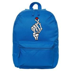 Skeleton Hand Heart Lovers Saranghae Korean Heart Pocket Cool Gift 16 in Basic Backpack