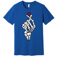 Skeleton Hand Heart Lovers Saranghae Korean Heart Pocket Cool Gift Premium T-Shirt