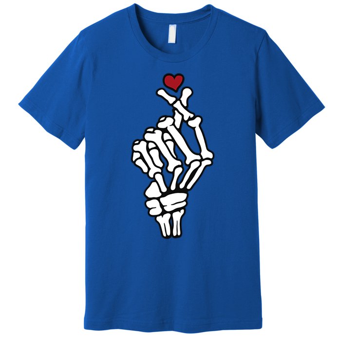 Skeleton Hand Heart Lovers Saranghae Korean Heart Pocket Cool Gift Premium T-Shirt