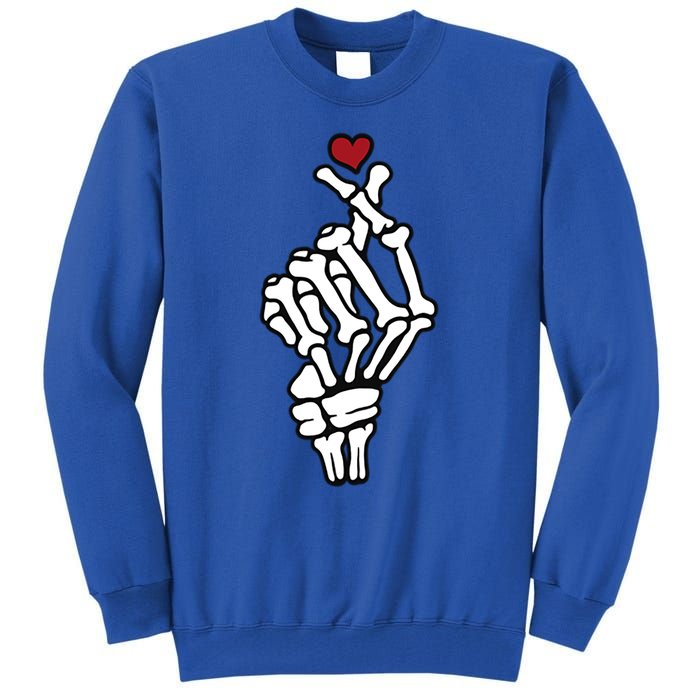 Skeleton Hand Heart Lovers Saranghae Korean Heart Pocket Cool Gift Tall Sweatshirt