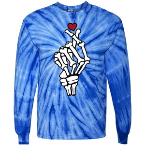 Skeleton Hand Heart Lovers Saranghae Korean Heart Pocket Cool Gift Tie-Dye Long Sleeve Shirt