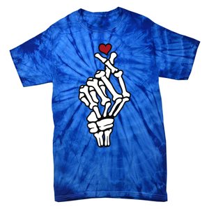 Skeleton Hand Heart Lovers Saranghae Korean Heart Pocket Cool Gift Tie-Dye T-Shirt