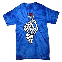 Skeleton Hand Heart Lovers Saranghae Korean Heart Pocket Cool Gift Tie-Dye T-Shirt