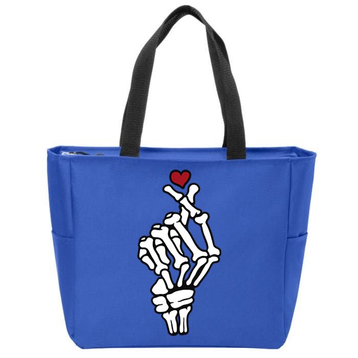 Skeleton Hand Heart Lovers Saranghae Korean Heart Pocket Cool Gift Zip Tote Bag